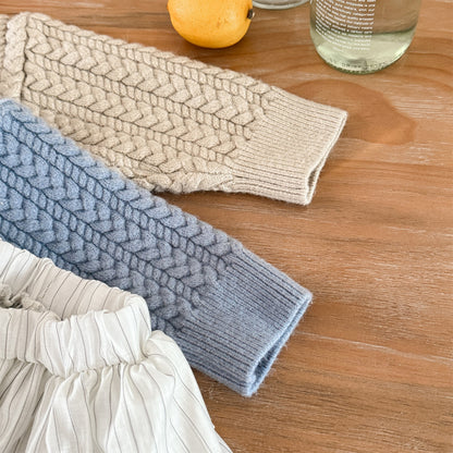 ケーブル編みクルーネックセーター【mh0010906】