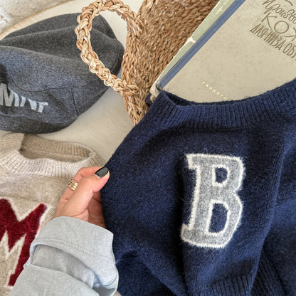 -ビッグワッペンニットセータープルオーバー【mh0010813】 - mamahalo shop - ニット・セーター -  べビー服 - 子供服 - 男の子 - 女の子