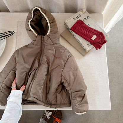 中綿フーディブルゾンジャケット 無地/ドット アウターコート【mh0011915】