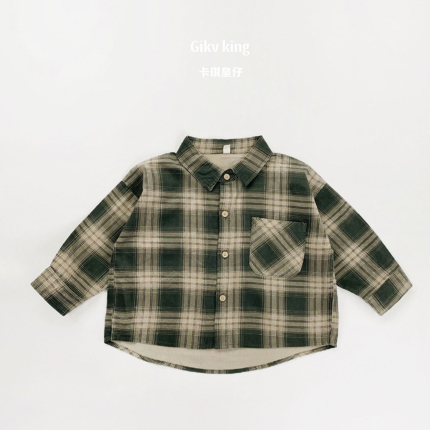Camisa de cuadros de manga larga vintage 【mh0012563】