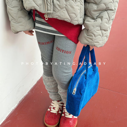 レギンスパンツ 裏起毛 ロゴ刺繍 ドッキング リブ ボトムス【mh0011611】