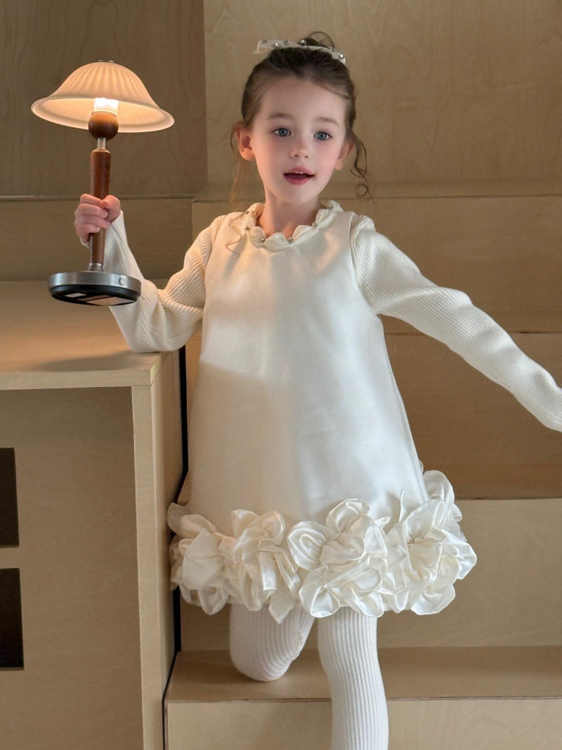Kids' 3D Floral Ruffled Hem Sleeveless Dress [mh0014083]