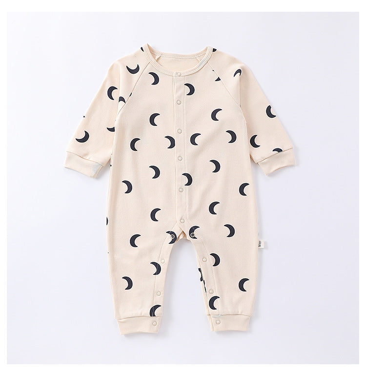 -ムーン/ドッグプリント長袖ロンパース【mh0010752】 - mamahalo shop - 長袖ロンパース -  べビー服 - 子供服 - 男の子 - 女の子