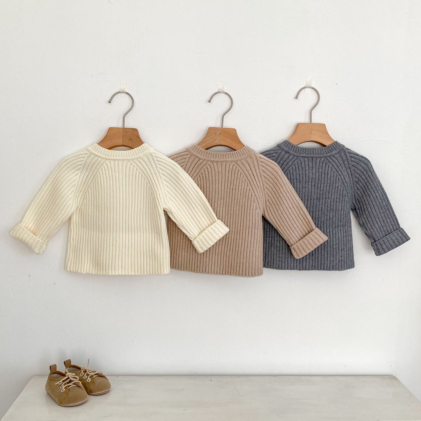 -ワイドリブ編みニットカーディガン長袖トップス【mh0010839】 - mamahalo shop - カーディガン・パーカー -  べビー服 - 子供服 - 男の子 - 女の子