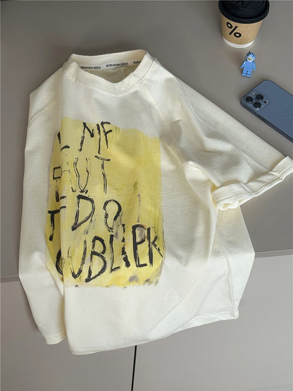 Textured Abstract Tee 英字プリント 半袖Tシャツ【mh0012942】