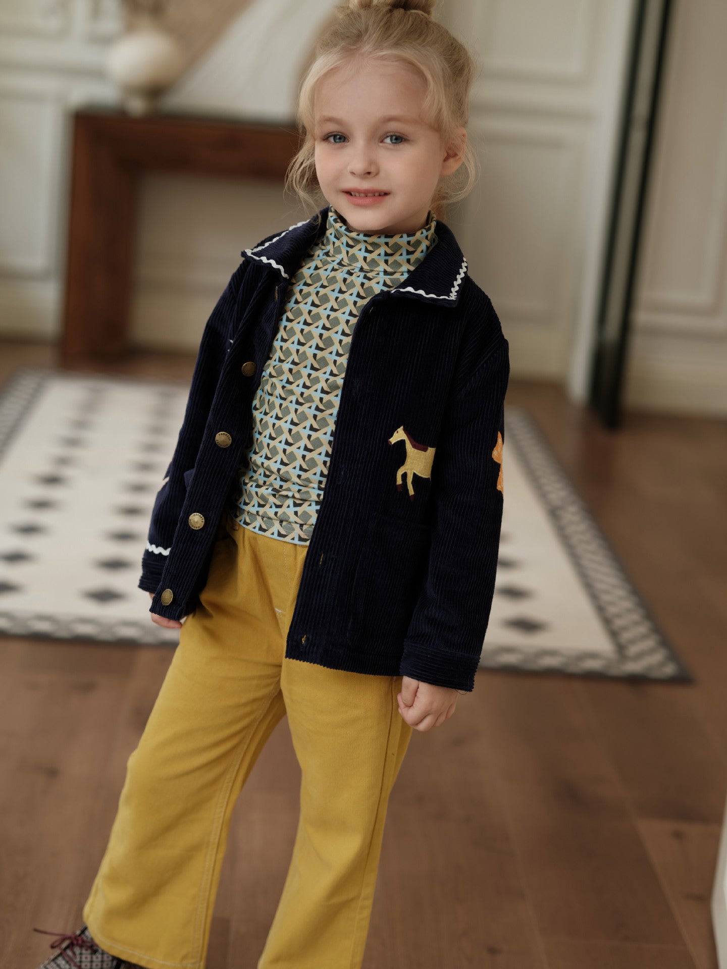 コーデュロイ キッズ ジャケット/パンツ 刺繍 カジュアル ワイドシルエット【mh0011573】