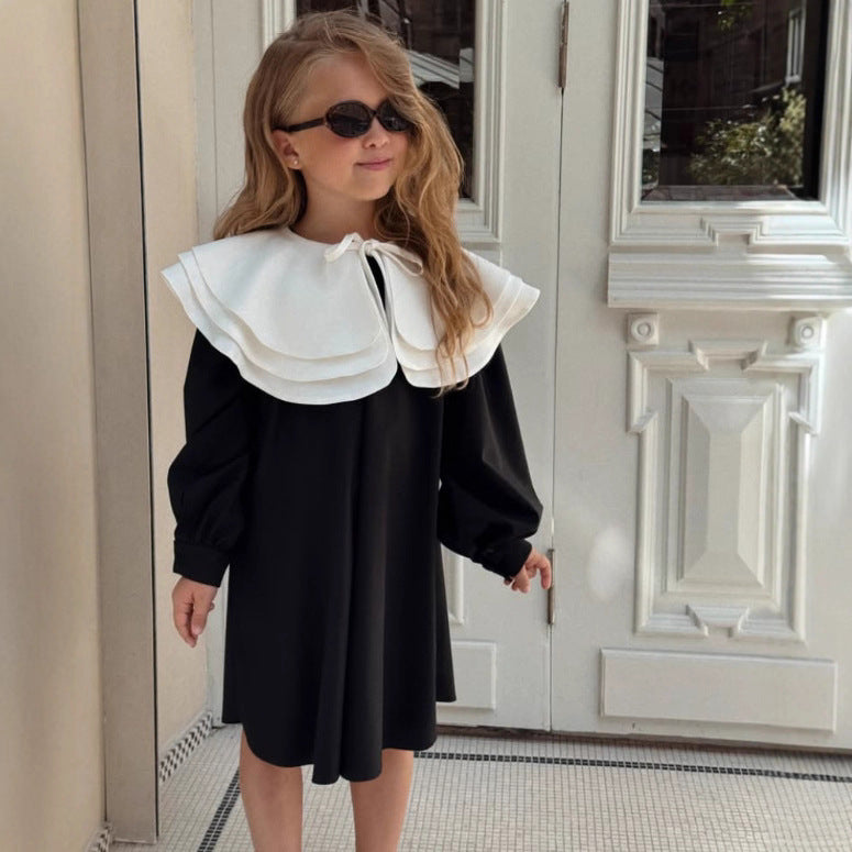 2025 INS Rusia Primavera-Otoño Niñas Algodón-Lino Cuello Muñeca Desmontable Manga Larga JK Elegante Vestido Estilo Cortesano【mh0013870】