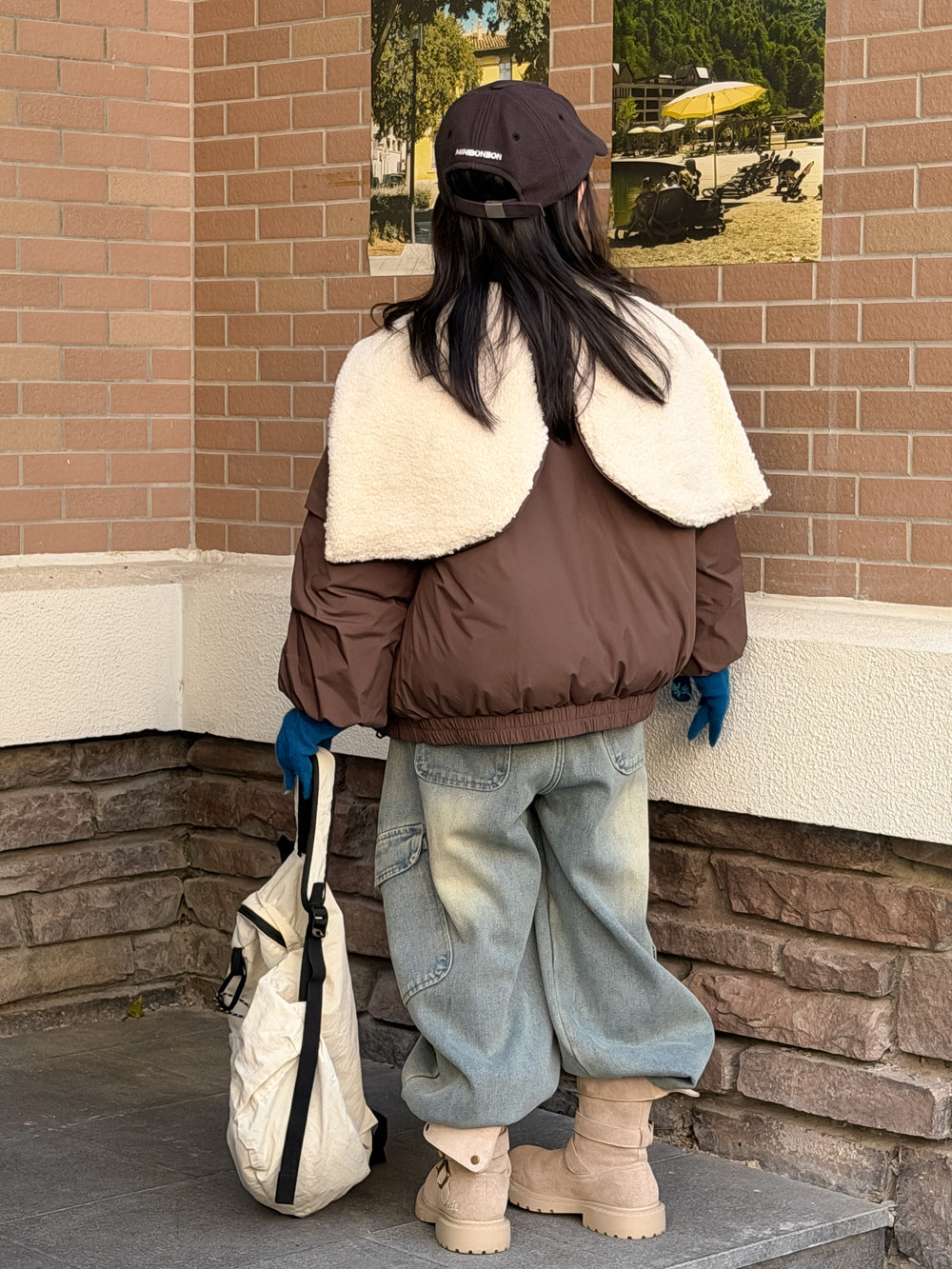 Padded blouson jacket with fleece lining and hood, featuring large lapels [mh0011864]