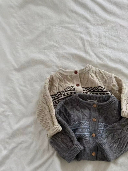 Baby & Kids Nordic Pattern Knit Cardigan【mh0014628】