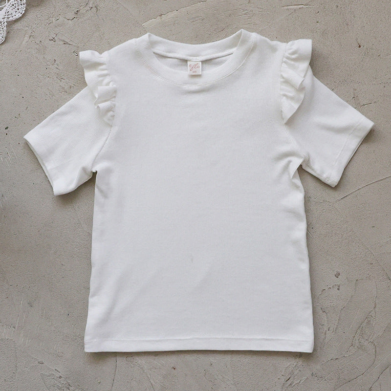 Ruffle Shoulder Tee - Mellow Ruffle Short Sleeve T-Shirt [mh0012986]