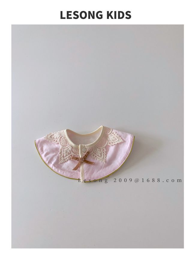 ベビースタイ ビブ サークル 円形 レース リボン よだれかけ【mh0011828】