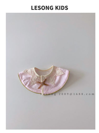 ベビースタイ ビブ サークル 円形 レース リボン よだれかけ【mh0011828】