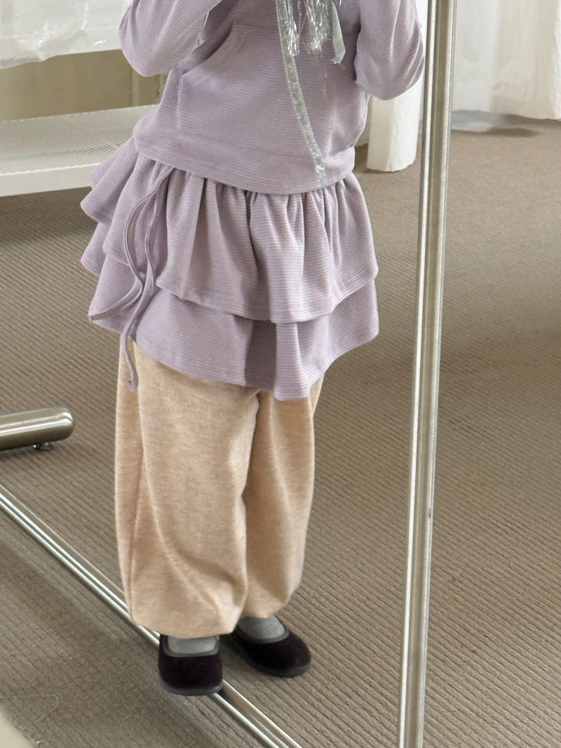Kids' Bordered Hooded Long-Sleeved Parka and Ruffled Miniskirt Set [mh0014080]