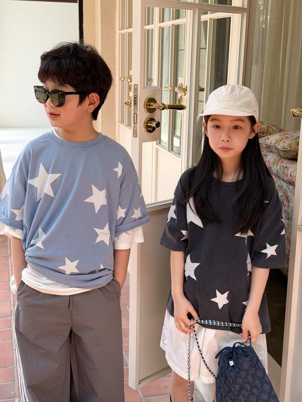 Star Print Loose Tee 星柄 半袖Tシャツ【mh0013524】