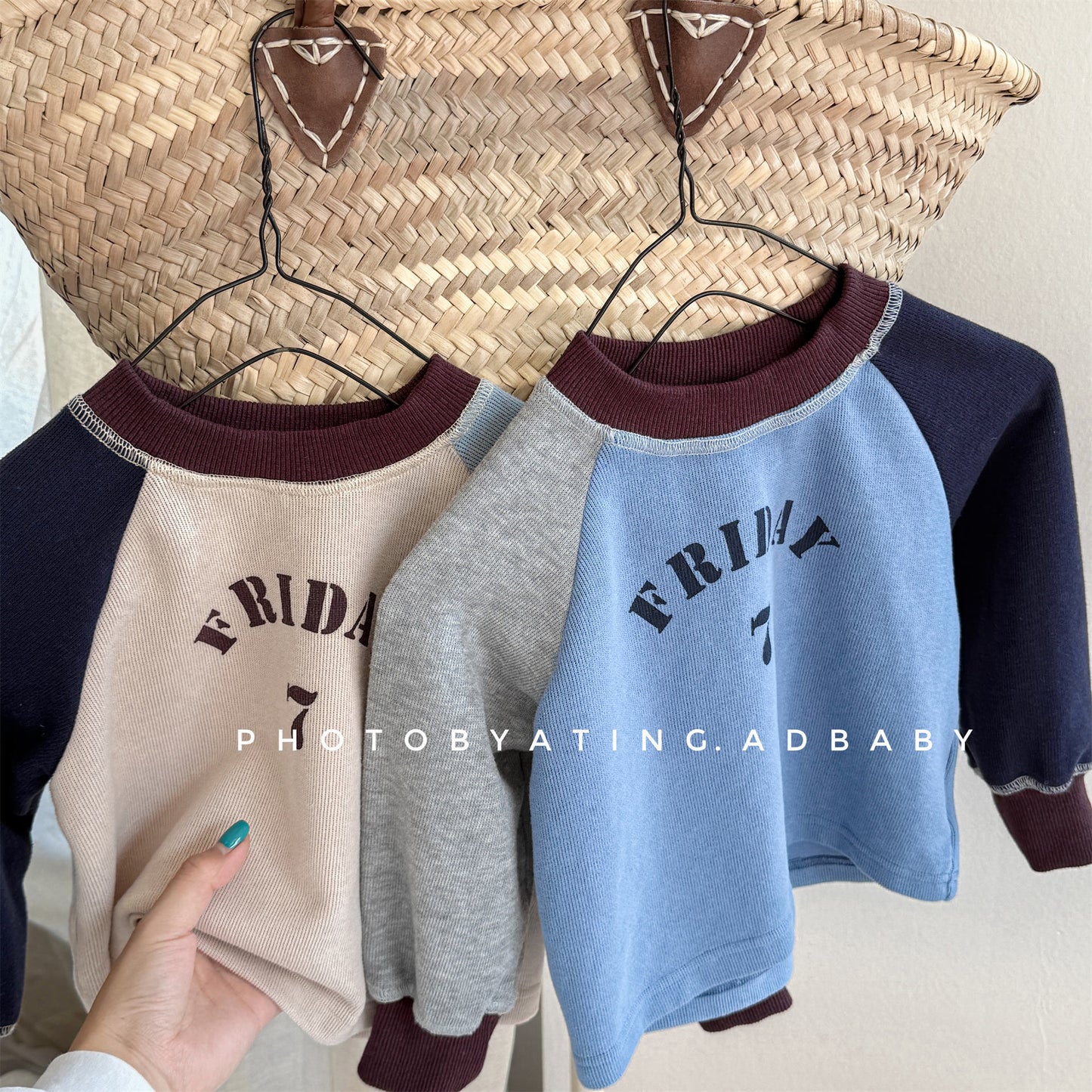 -ロゴプリント長袖スウェット ラグランTシャツ【mh0010812】 - mamahalo shop - 長袖Tシャツ -  べビー服 - 子供服 - 男の子 - 女の子