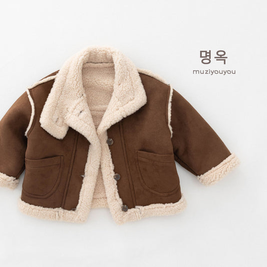 Chaqueta infantil de borreguillo con detalles de pelo sintético [mh0014509]