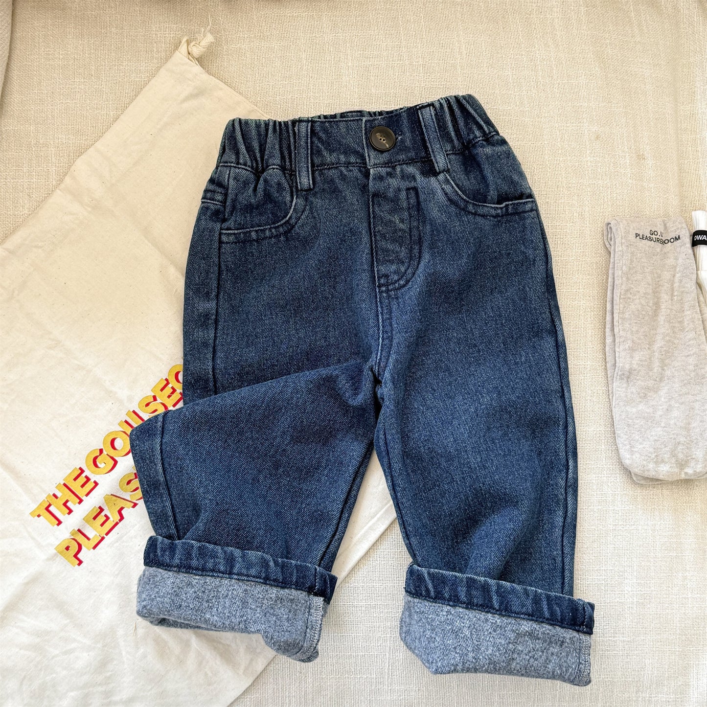 -キャラクタープリントポケットデニムパンツ ワイドパンツ【mh0010808】 - mamahalo shop - デニムパンツ -  べビー服 - 子供服 - 男の子 - 女の子