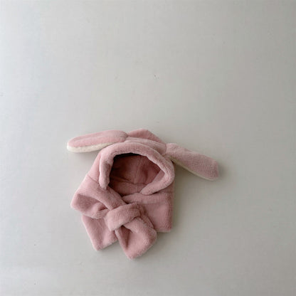 ベビーキッズマフラー付き帽子 耳付き帽子 ネックウォーマー イヤーマフ ボアフリース 3カラー ユニセックス 男の子 女の子 子供服【mh0003242】