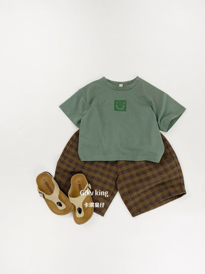 Textured Loose Fit Short Pants ブロックチェック ハーフパンツ【mh0012841】