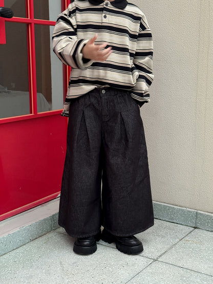 ワイドパンツ キッズ 裏起毛 厚手 ゆったり 無地 ルーズフィット カジュアル【mh0011685】