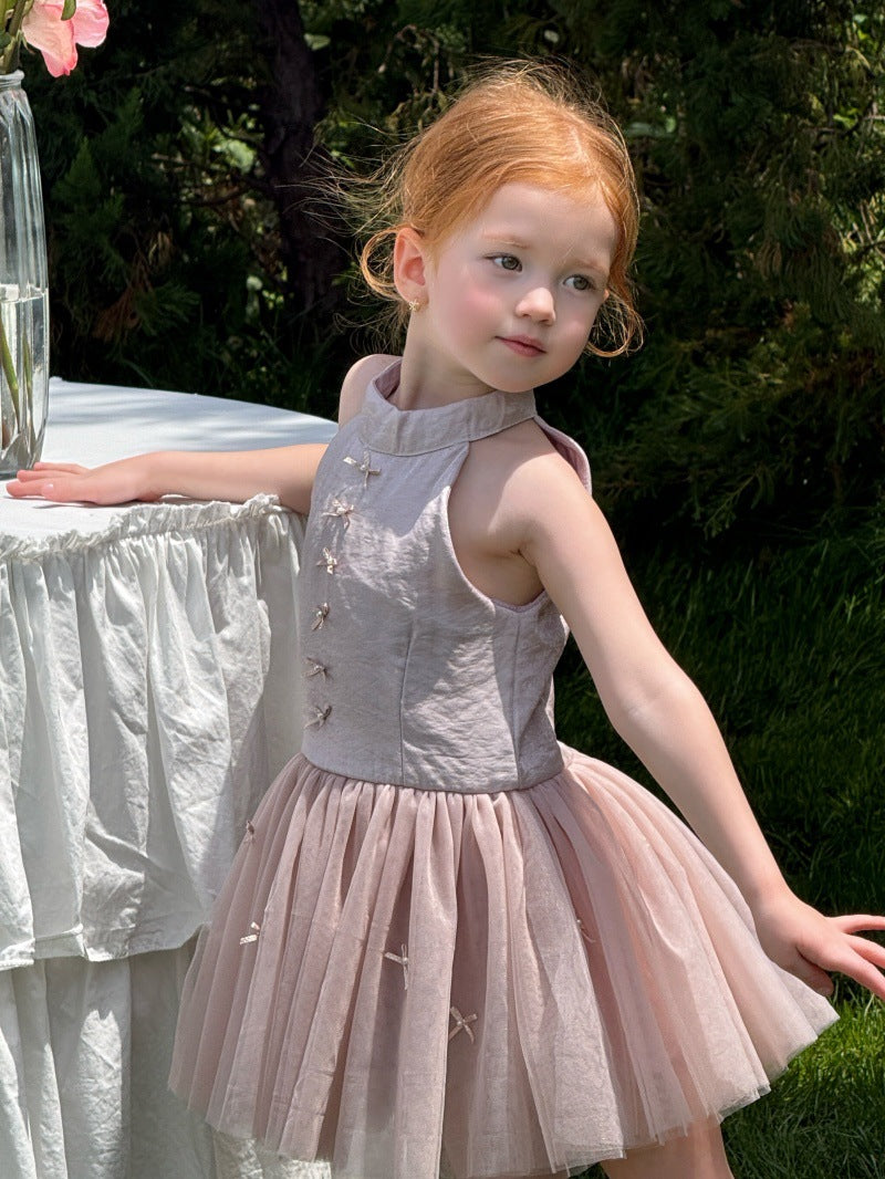 Bow Tulle Halter-Neck Elegant Princess Dress チュール ホルターネックワンピース【mh0013239】