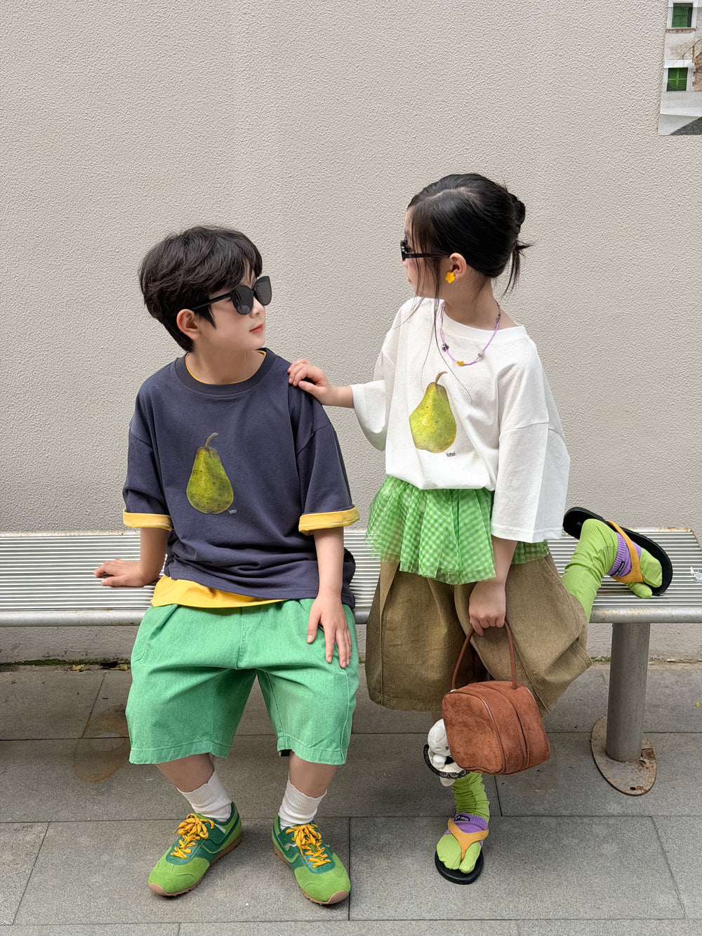 Pear Graphic Cotton Tee 洋梨 プリント半袖Tシャツ【mh0013525】