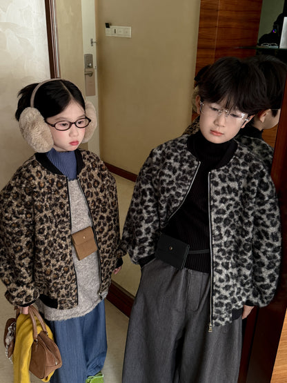 ブルゾンジャケット キッズ レオパード柄 厚手 ボア オーバーサイズ カジュアル アウター【mh0011663】
