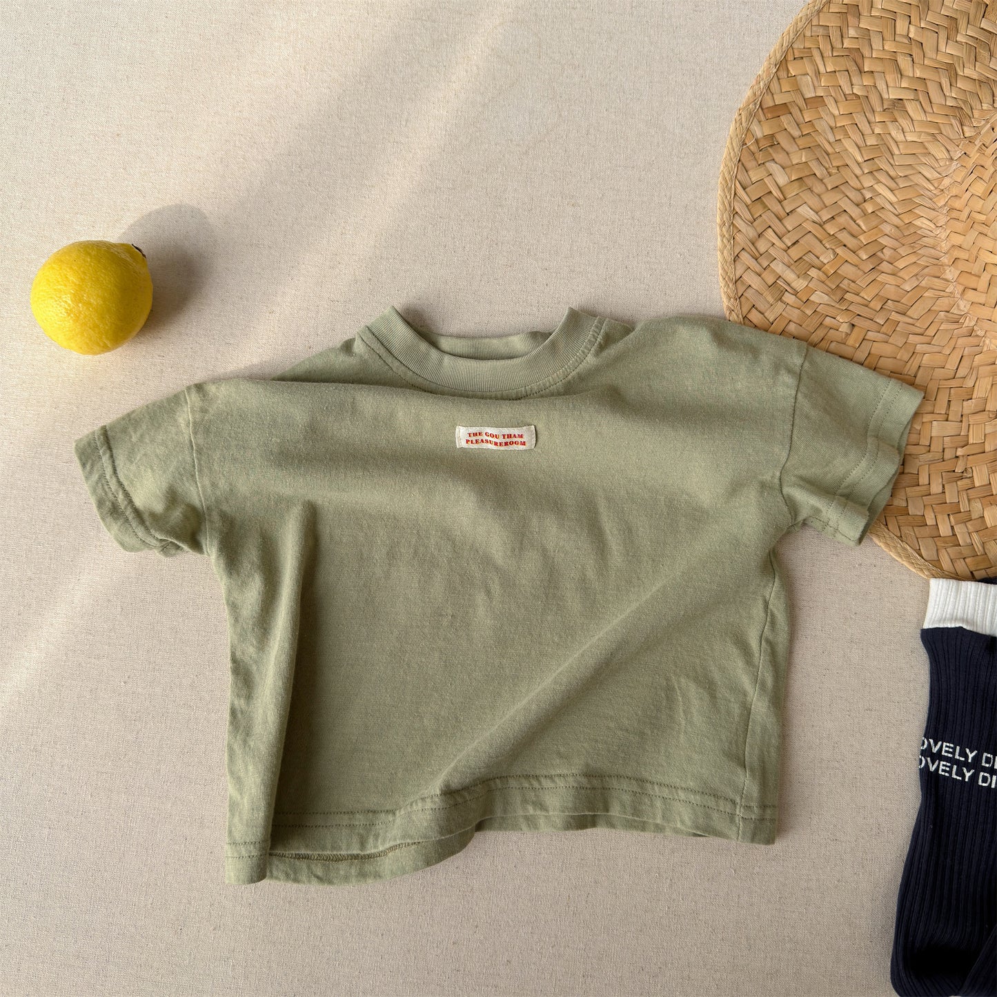 Minimal Woven Patch T-Shirt ドロップショルダー 半袖Tシャツ【mh0013224】