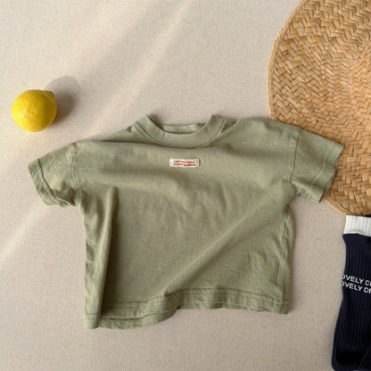 Minimal Woven Patch T-Shirt ドロップショルダー 半袖Tシャツ【mh0013224】