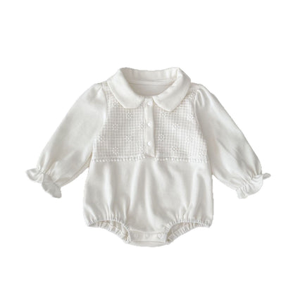 -刺繍切り替え襟付き長袖ロンパース【mh0010851】 - mamahalo shop - 長袖ロンパース -  べビー服 - 子供服 - 男の子 - 女の子