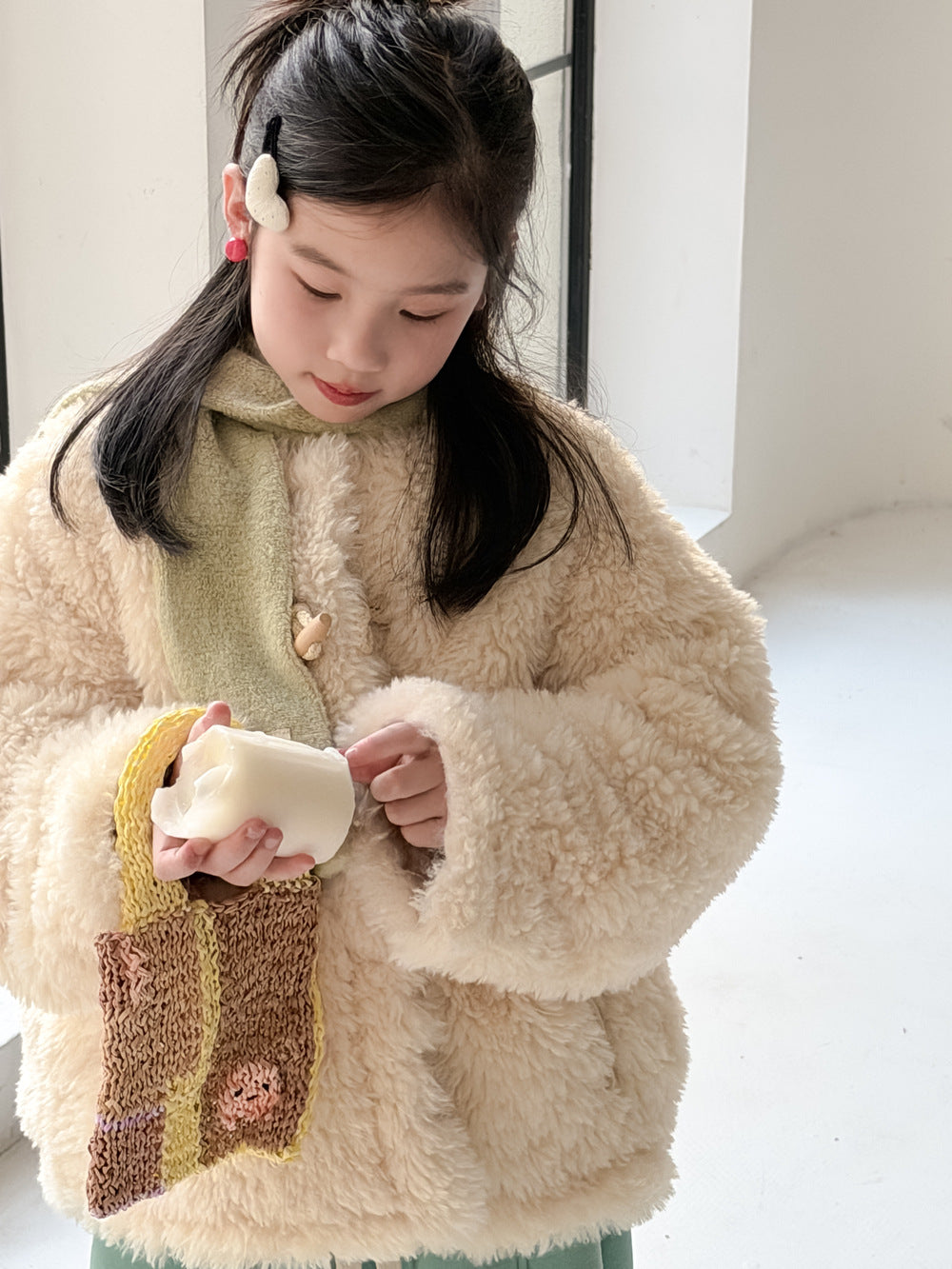 フリースダッフルジャケット ファーフリース トグルボタン アウター【mh0011865】