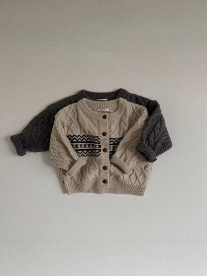 Baby & Kids Nordic Pattern Knit Cardigan【mh0014628】