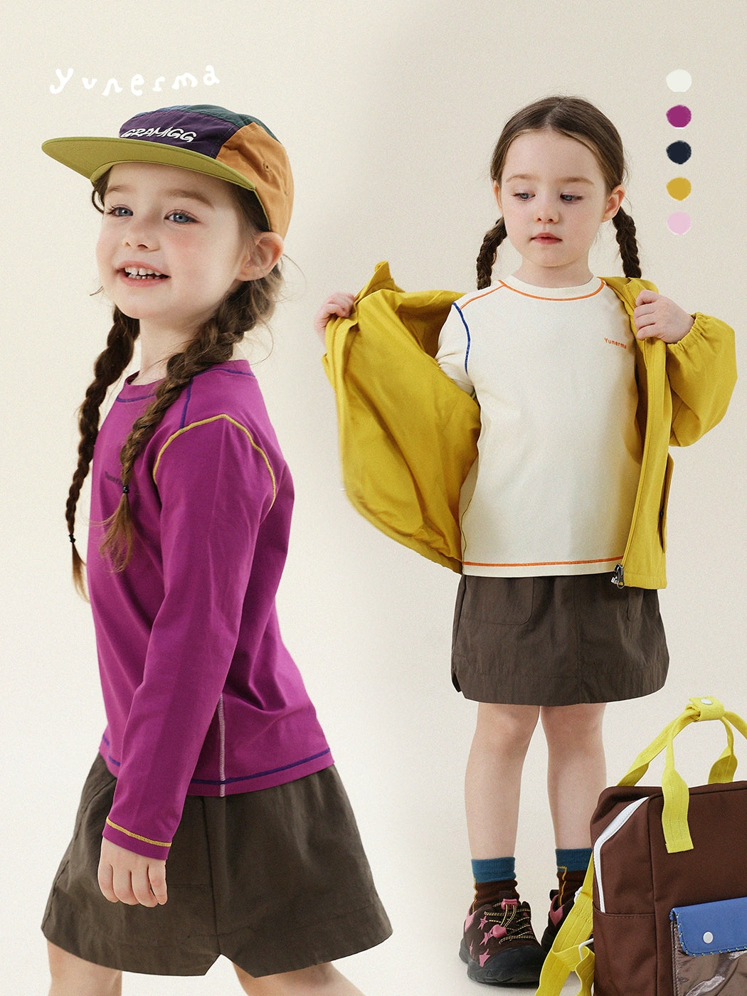 -切り替えステッチ長袖Tシャツ【mh0011300】 - mamahalo shop - 長袖Tシャツ -  べビー服 - 子供服 - 男の子 - 女の子