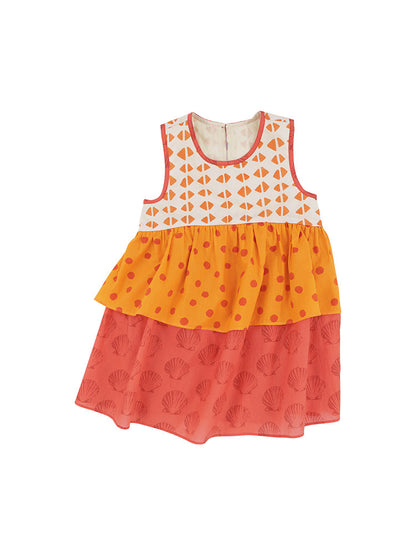Sleeveless Ruffled Dress 幾何学模様 ノースリーブワンピース【mh0013211】