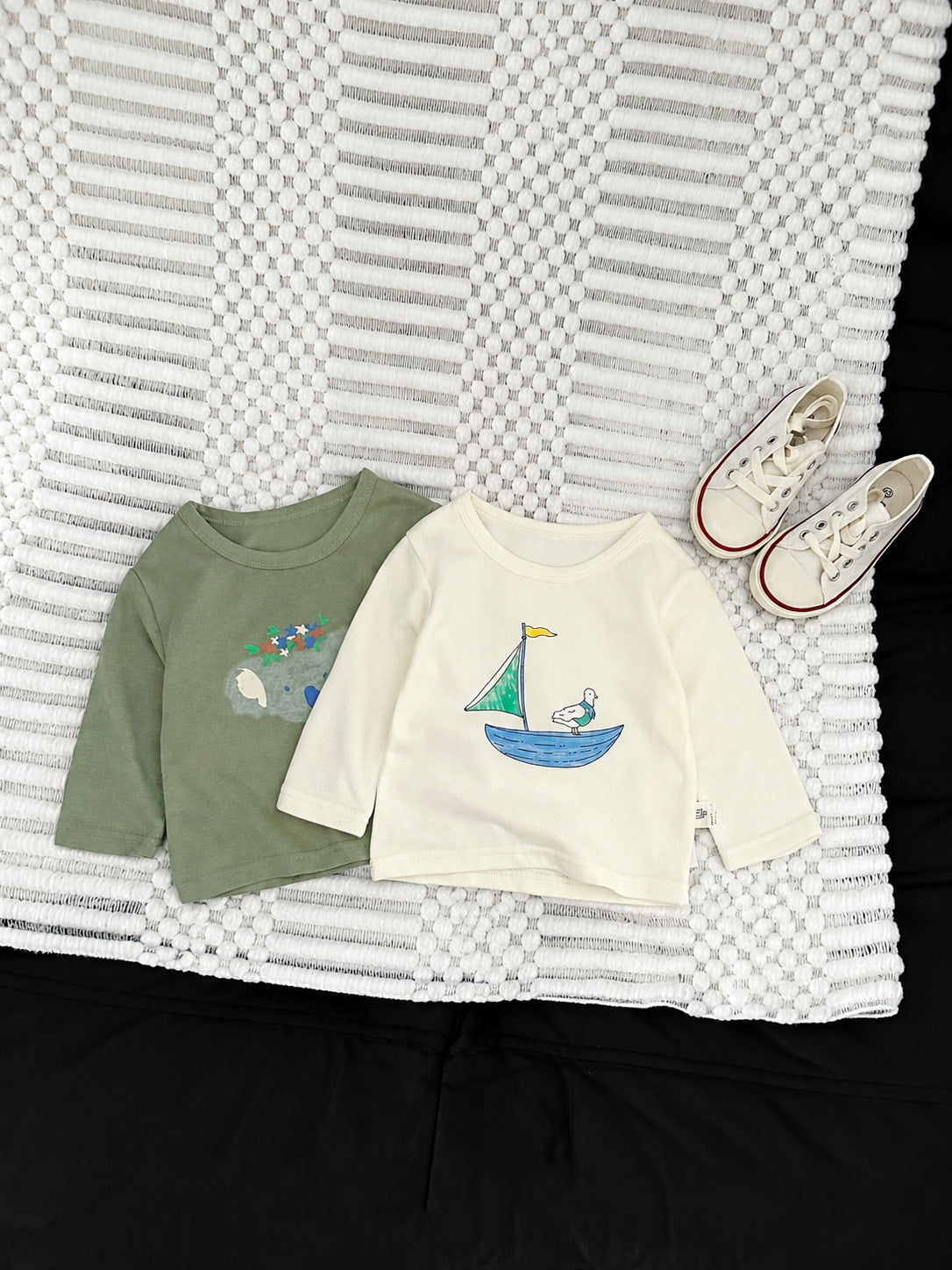 ベビー キッズ コットン プリント 長袖Tシャツ【mh0013994】