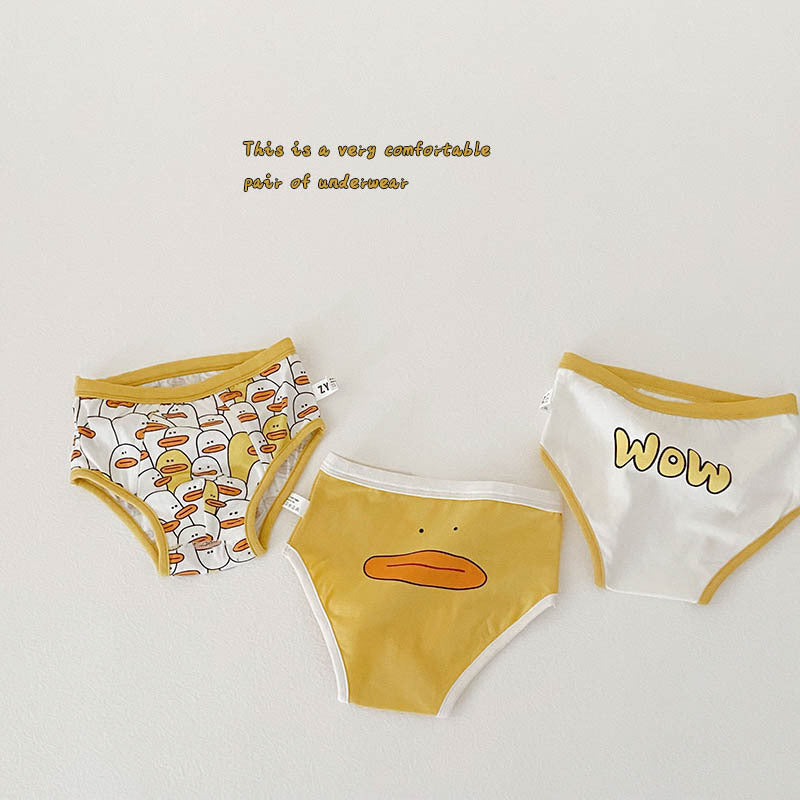 Animated Duck Print Comfy Briefs ダック ショーツ 3枚セット【mh0013557】