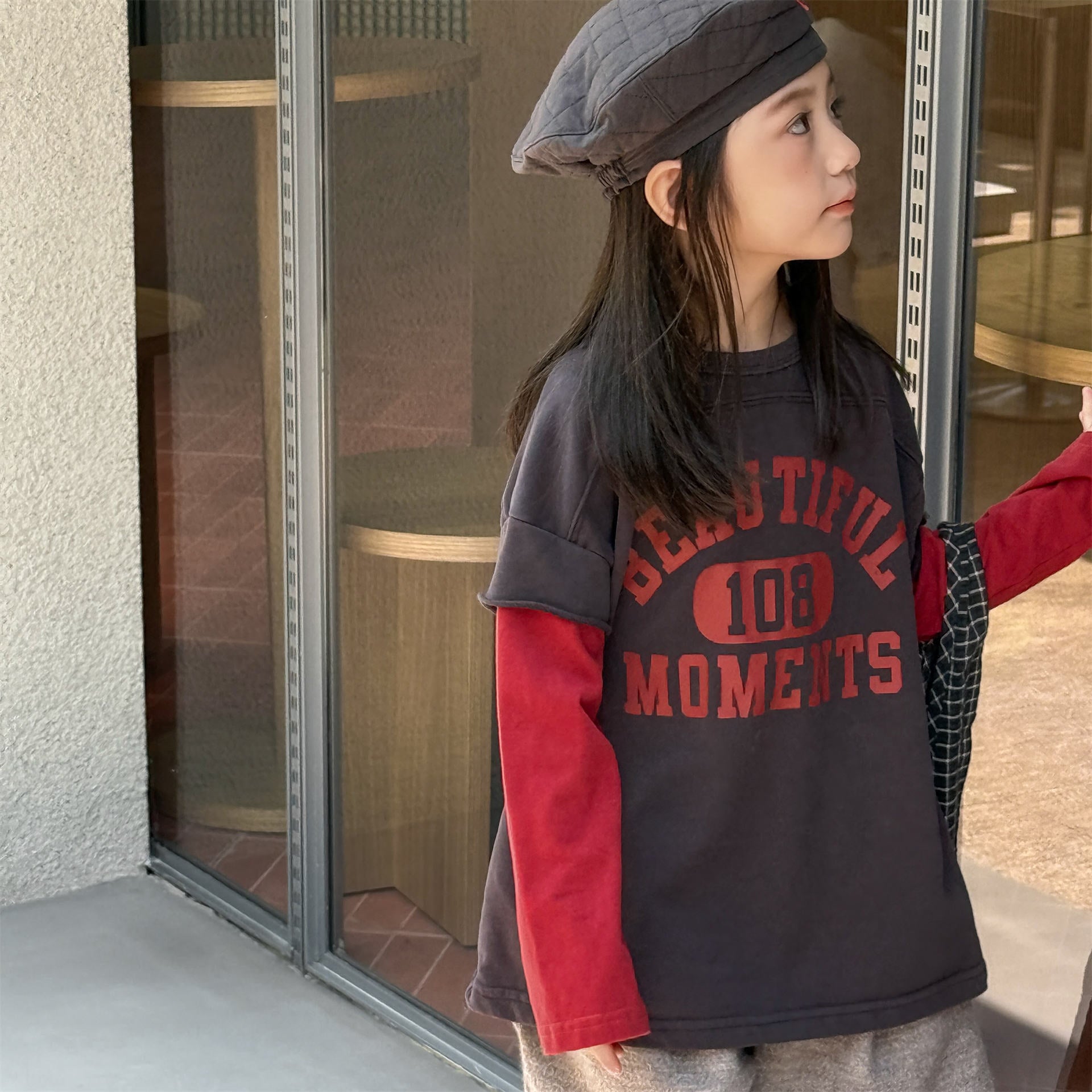 -ロゴプリントベストドッキング長袖Tシャツ スウェット【mh0010806】 - mamahalo shop - 長袖Tシャツ -  べビー服 - 子供服 - 男の子 - 女の子