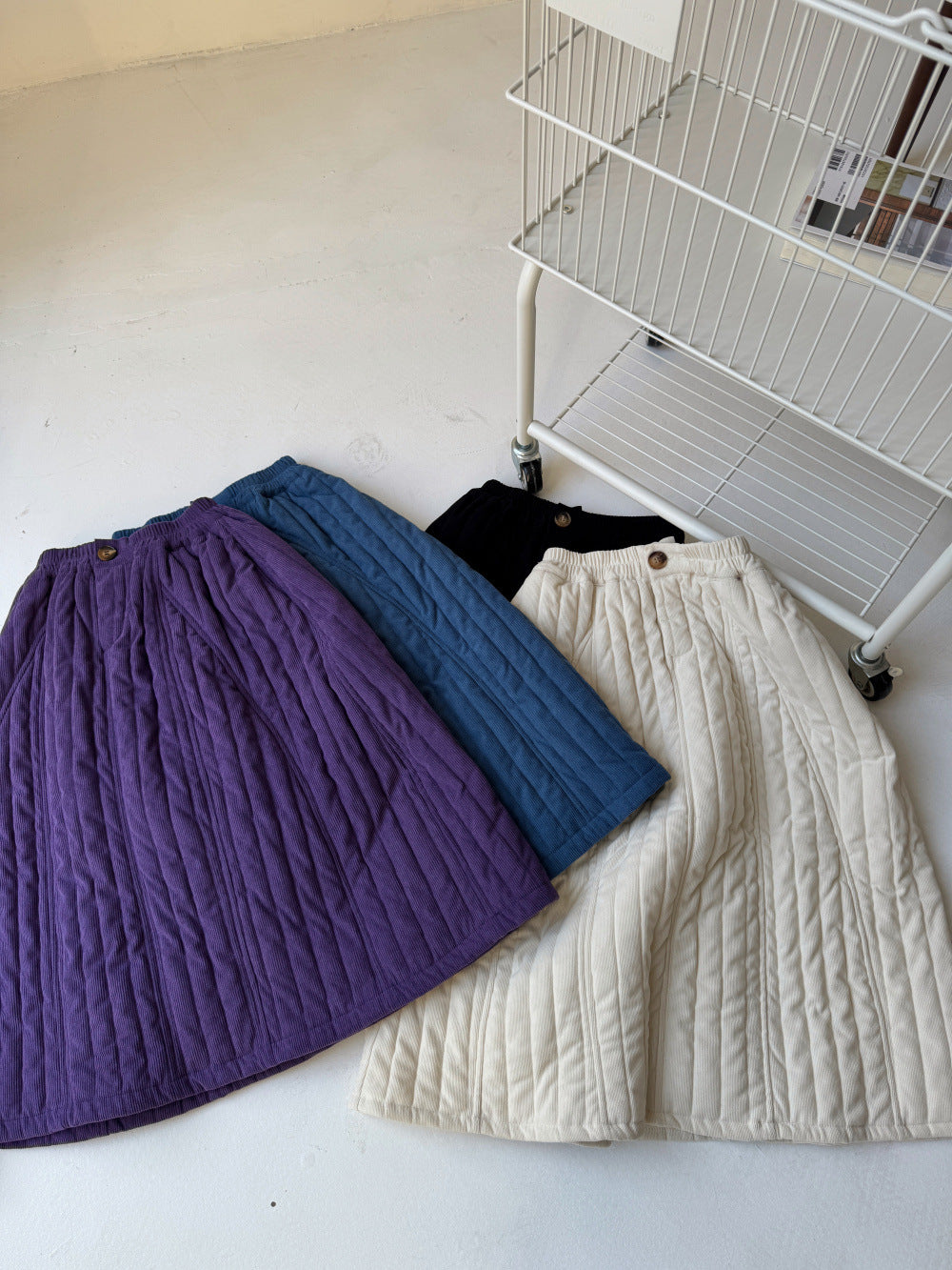 キルティングスカート キッズ 中綿 厚手 ロング丈 シンプル【mh0011687】