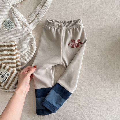 レギンスパンツ 裏起毛 バイカラー ドッキング リブ ボトムス【mh0011609】