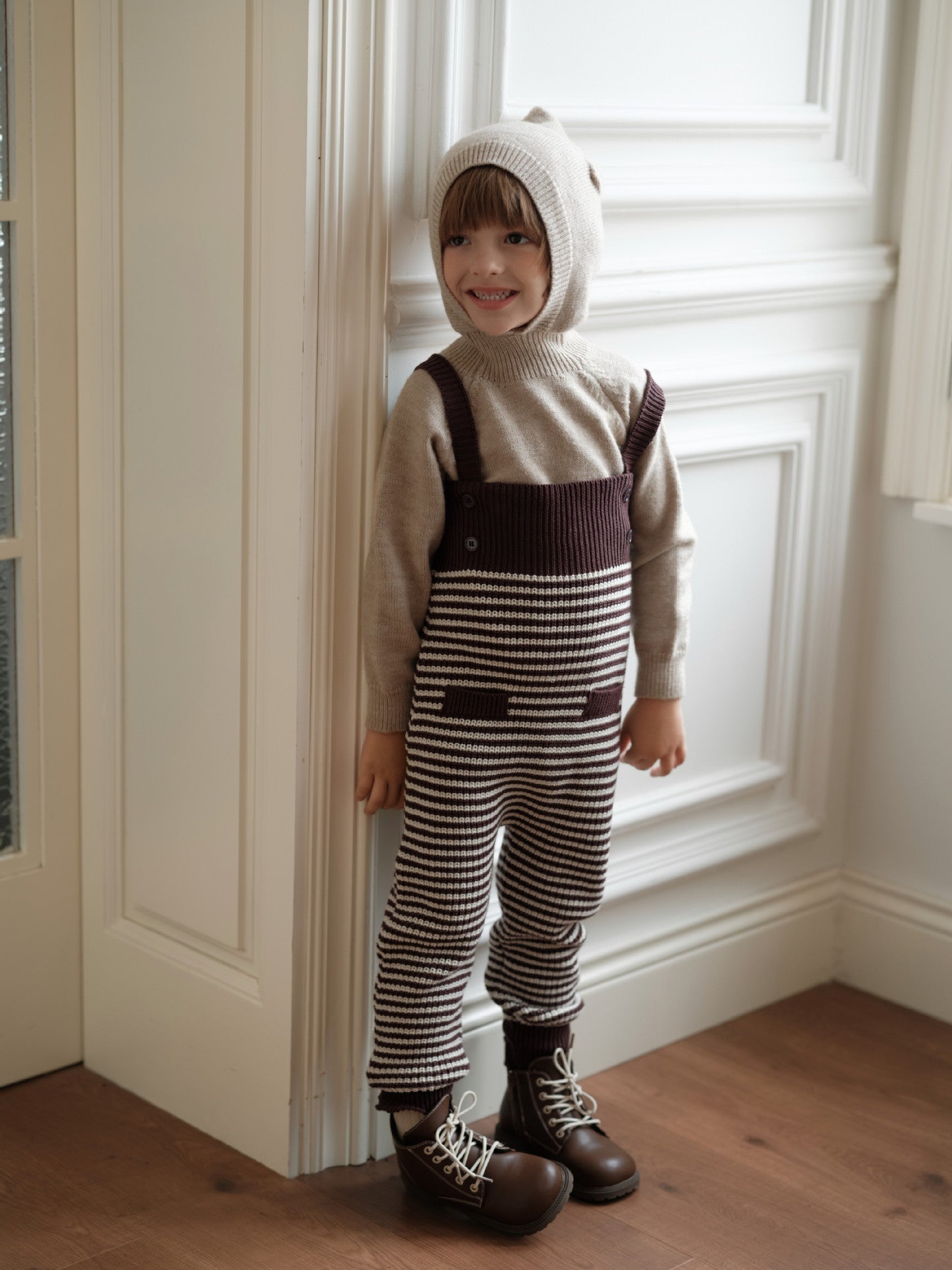 くま耳フーディニット ニュアンスカラー アニマルモチーフ セーター【mh0011576】