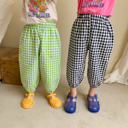 Pantalones holgados de verano a cuadros para niños [mh0000865]