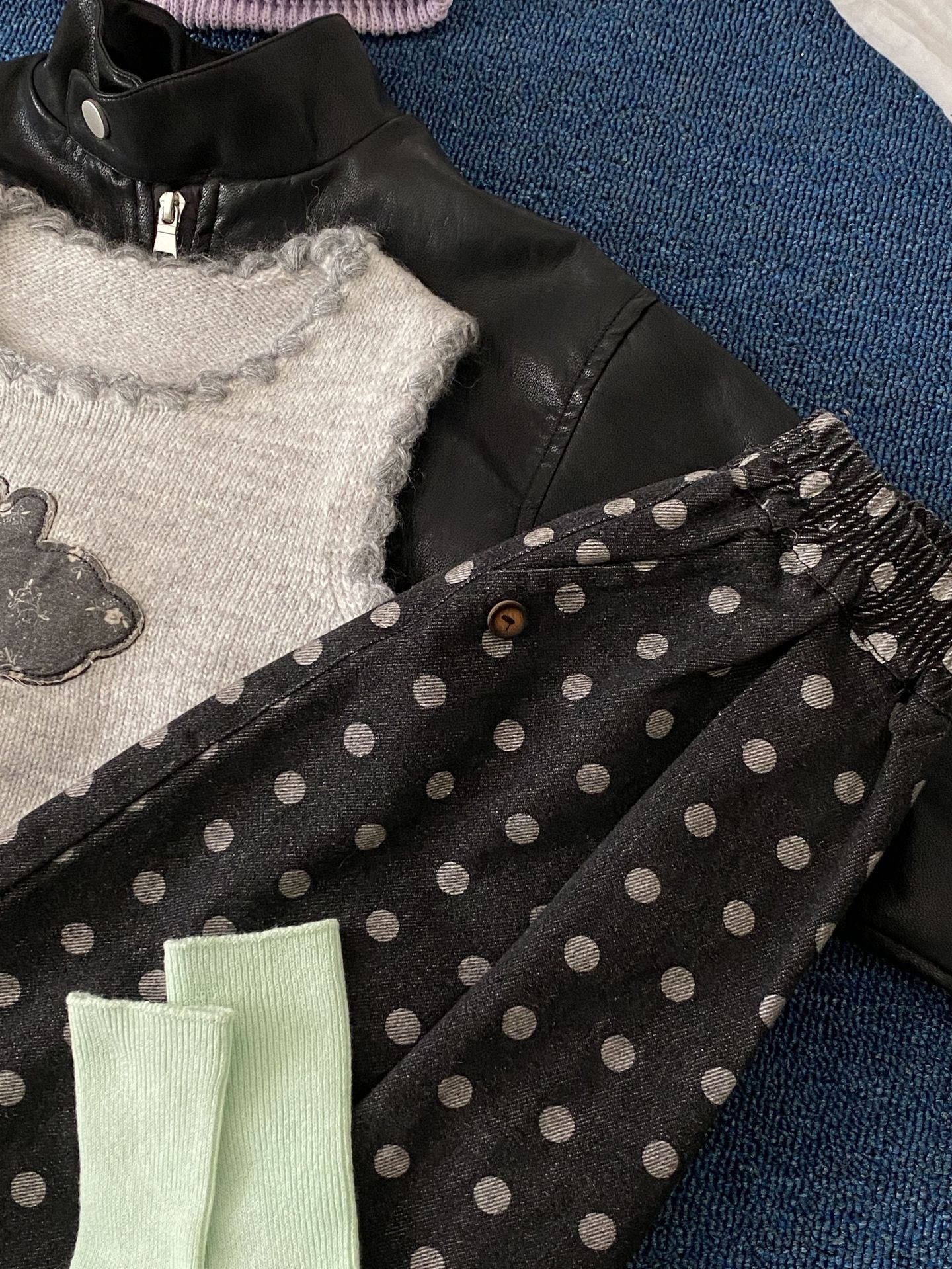 Pantalones vaqueros holgados con lavado y lunares para niños [mh0014219]