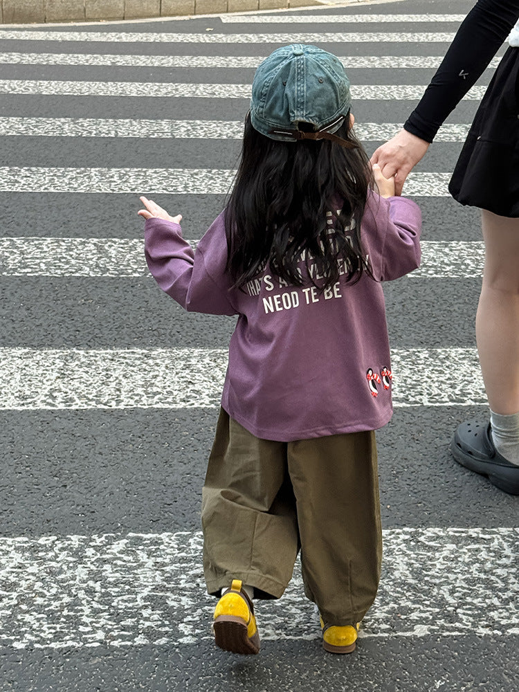 -ペンギン柄プリントTシャツ ロゴ入り長袖トップス【mh0011055】 - mamahalo shop - 長袖Tシャツ -  べビー服 - 子供服 - 男の子 - 女の子