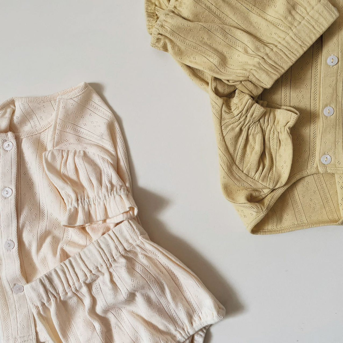 Baby Eyelet Puff Sleeve Short Sleeve Blouse and Shorts Set