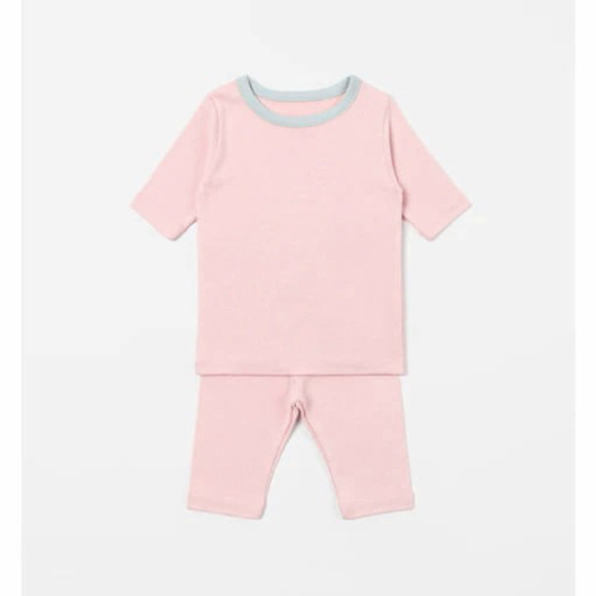 Two-Tone Minimalist Loungewear Set 半袖Tシャツ クロップドパンツ ルームウエア【mh0013610】