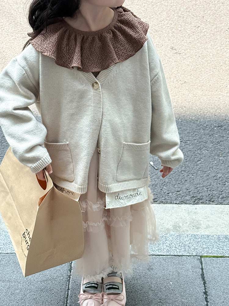 -ニットVネックシンプルカーディガン【mh0011028】 - mamahalo shop - カーディガン・パーカー -  べビー服 - 子供服 - 男の子 - 女の子