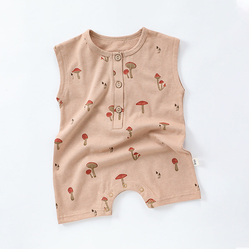 Sleeveless Fruit Plant Print Romper ベジタブル柄 ノースリーブロンパース【mh0013595】