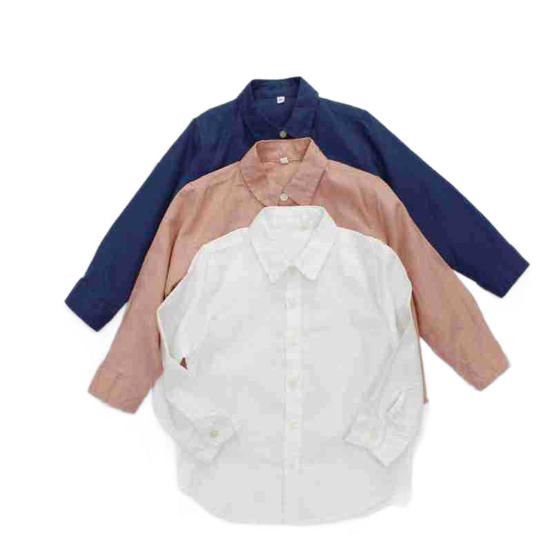 Embroidered Deer Linen Blend Top ワンポイント長袖シャツ【mh0013630】