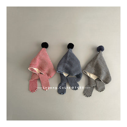 キッズ帽子 ボーダー マフラードッキング ピクシーハット【mh0011804】