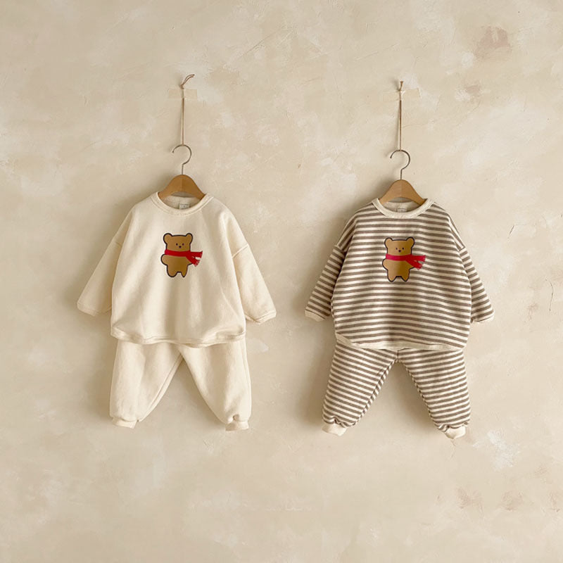 ベビー ボーダー くま ベア ルーズ 長袖スウェット ロングパンツ セット【mh0000689】 - Mamahalo shop
